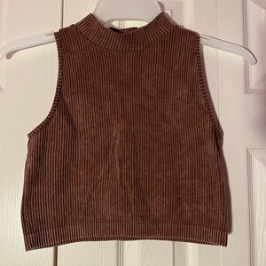 Aura Chocolate Ribbed Crop Top